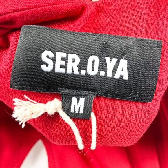 Ser.O.Ya Echo Bodysuit Red Crisscross Strap Open Back Sleeveless Sz M - Picture 10 of 11